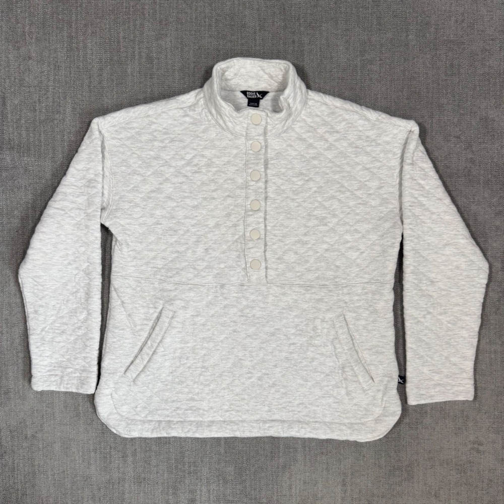 Eddie Bauer Quilted Pullover Sweatshirt Womens Medium Snap Neck